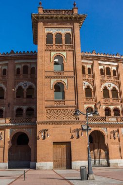 Madrid, İspanya - 24 Ocak 2018: Las Ventas Bullring (Plaza de Toros de Las Ventas) şehir Madrid, İspanya