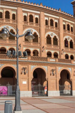 Madrid, İspanya - 24 Ocak 2018: Las Ventas Bullring (Plaza de Toros de Las Ventas) şehir Madrid, İspanya