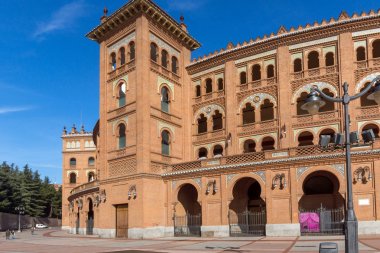 Madrid, İspanya - 24 Ocak 2018: Las Ventas Bullring (Plaza de Toros de Las Ventas) şehir Madrid, İspanya