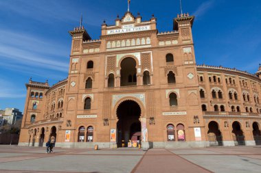 Madrid, İspanya - 24 Ocak 2018: Las Ventas Bullring (Plaza de Toros de Las Ventas) şehir Madrid, İspanya