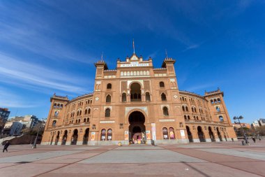 Madrid, İspanya - 24 Ocak 2018: Las Ventas Bullring (Plaza de Toros de Las Ventas) şehir Madrid, İspanya