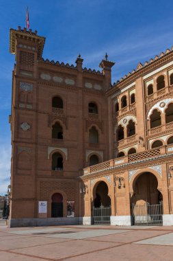 Madrid, İspanya - 24 Ocak 2018: Las Ventas Bullring (Plaza de Toros de Las Ventas) şehir Madrid, İspanya