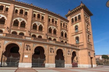Madrid, İspanya - 24 Ocak 2018: Las Ventas Bullring (Plaza de Toros de Las Ventas) şehir Madrid, İspanya