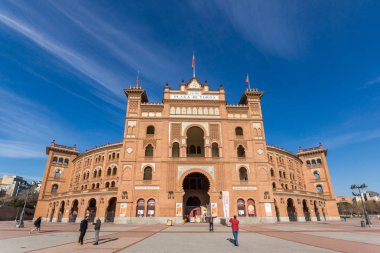 Madrid, İspanya - 24 Ocak 2018: Las Ventas Bullring (Plaza de Toros de Las Ventas) şehir Madrid, İspanya