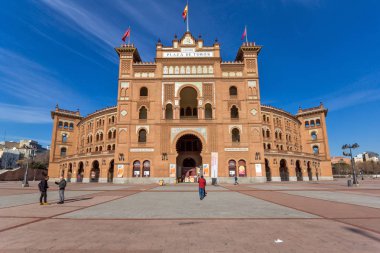Madrid, İspanya - 24 Ocak 2018: Las Ventas Bullring (Plaza de Toros de Las Ventas) şehir Madrid, İspanya