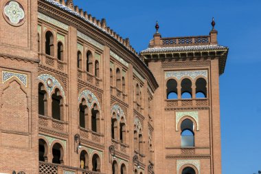 Madrid, İspanya - 24 Ocak 2018: Las Ventas Bullring (Plaza de Toros de Las Ventas) şehir Madrid, İspanya
