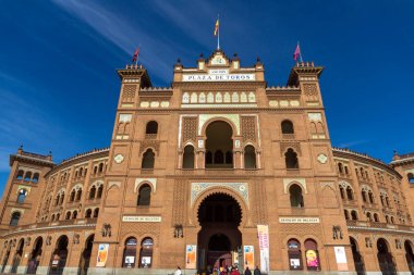 Madrid, İspanya - 24 Ocak 2018: Las Ventas Bullring (Plaza de Toros de Las Ventas) şehir Madrid, İspanya