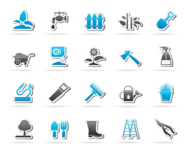 Bahçe ve Bahçe araçları simgeler - vector Icon set