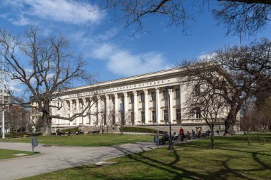 Sofia, Bulgaristan - 17 Mart 2018: Milli Kütüphane St. Cyril ve Methodius Sofya, Bulgaristan görünümünü şaşırtıcı