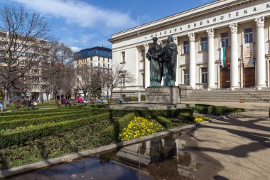 Sofia, Bulgaristan - 17 Mart 2018: Milli Kütüphane St. Cyril ve Methodius Sofya, Bulgaristan görünümünü şaşırtıcı