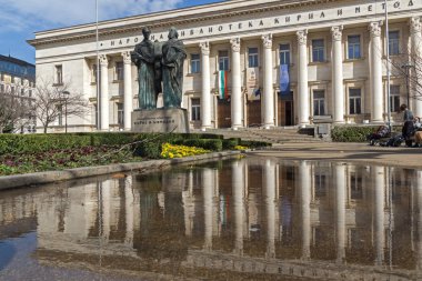 Sofia, Bulgaristan - 17 Mart 2018: Milli Kütüphane St. Cyril ve Methodius Sofya, Bulgaristan görünümünü şaşırtıcı