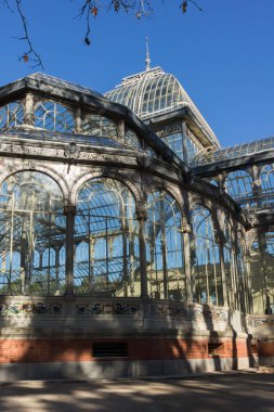Madrid, İspanya - 22 Ocak 2018: Crystal Palace Retiro Park City, Madrid, İspanya