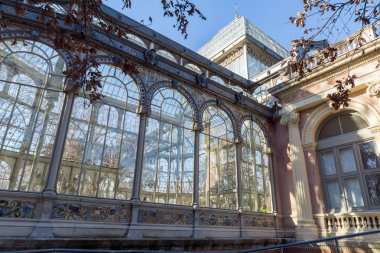 Madrid, İspanya - 22 Ocak 2018: Crystal Palace Retiro Park City, Madrid, İspanya