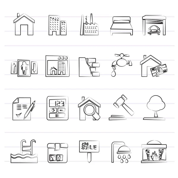 Real Estate Services Icons Vector Icon Set — Stock Vector