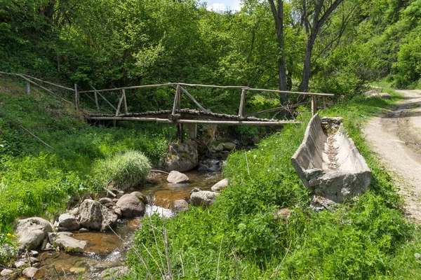 Дерев Яний Міст Над Річкою Fotinovo Поблизу Села Fotinovo Rhodopes — стокове фото