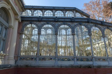 Madrid, İspanya - 22 Ocak 2018: Crystal Palace Retiro Park City, Madrid, İspanya