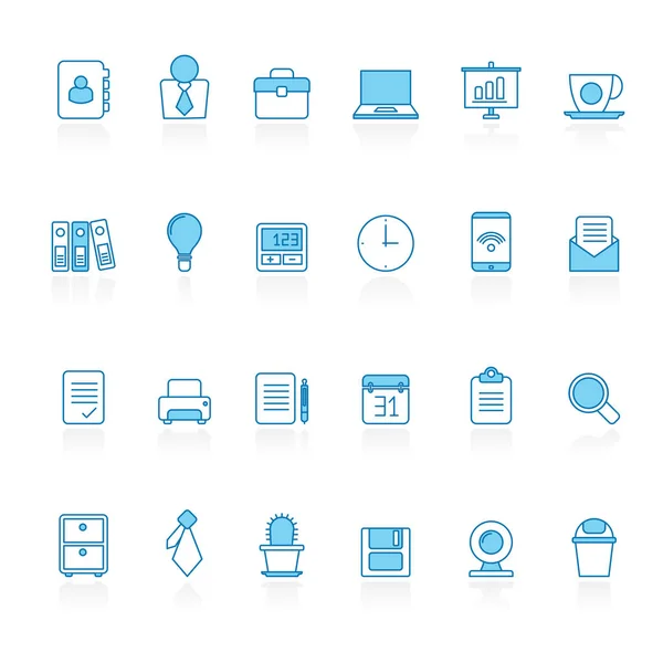 Line Blue Background Business Office Icons Vector Icon Set — Stock Vector