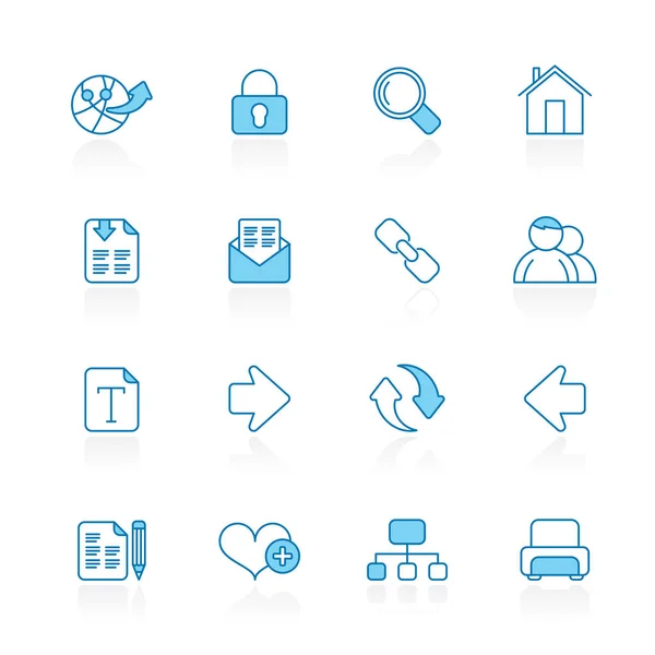 Line Blue Background Internet Web Navigation Icons Vector Icon Set — Stock Vector