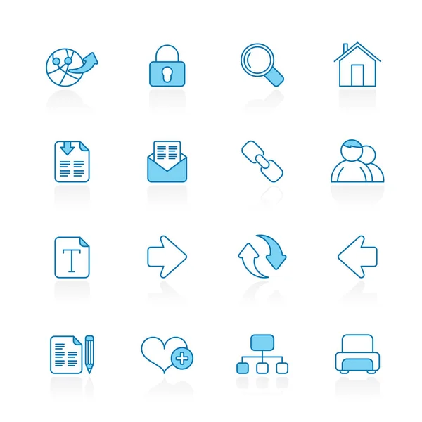 Линия Синим Фоном Интернет Web Navigation Icons Векторный Набор Значков — стоковый вектор