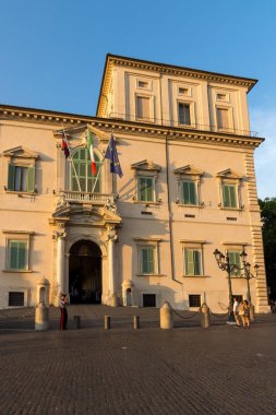 Rome, İtalya - 24 Haziran 2017: Gün batımı görünümü Quirinal Sarayı, Piazza del Quirinale, Rome, İtalya