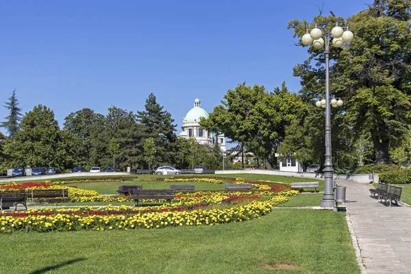 ベオグラード市内中心部の公園の花 — ストック写真