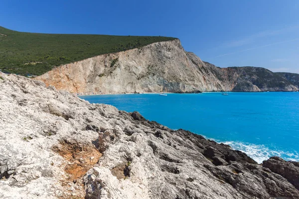 Panorama von porto katsiki strand, lefkada, griechenland — Stockfoto