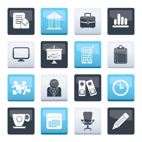 Business Office Icons Color Background Vector Icon Set — Stock Vector