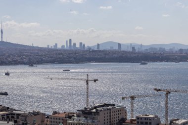 İstanbul, Türkiye - 27 Temmuz 2019: Galata Kulesinden İstanbul, Türkiye 'ye İnanılmaz Panorama