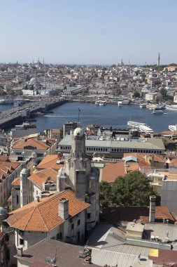 İstanbul, Türkiye - 27 Temmuz 2019: Galata Kulesinden İstanbul, Türkiye 'ye İnanılmaz Panorama