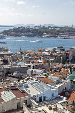 İstanbul, Türkiye - 27 Temmuz 2019: Galata Kulesinden İstanbul, Türkiye 'ye İnanılmaz Panorama