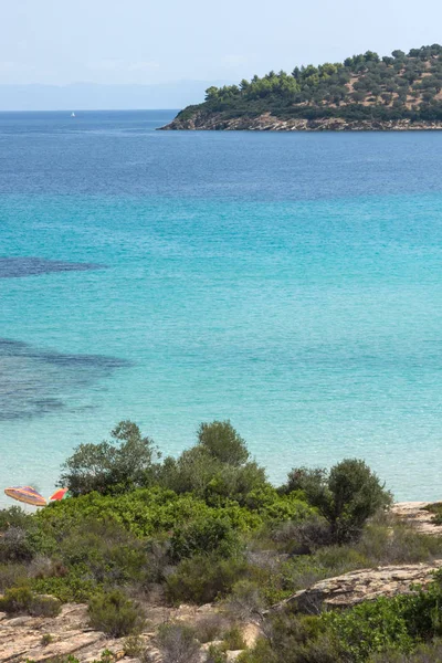 Pláž Lagonisi na poloostrově Sithonia, Řecko — Stock fotografie