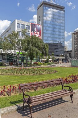 Nis şehrinin merkezinin panoramik görüntüsü