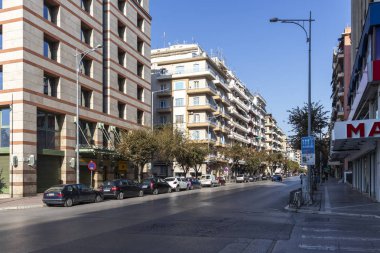 Yunanistan 'ın Selanik kentindeki tipik cadde