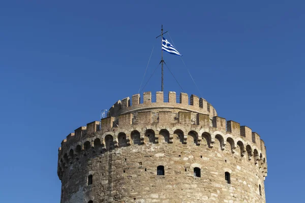 Torre blanca histórica en la ciudad de Tesalónica, Grecia — Foto de Stock