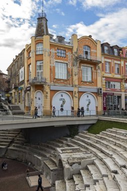 Bulgaristan 'ın Filibe kentinde merkez yaya caddesi