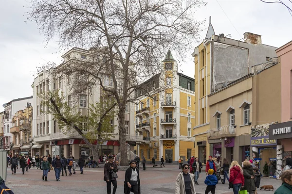 Centralna ulica dla pieszych w mieście Płowdiw, Bułgaria — Zdjęcie stockowe