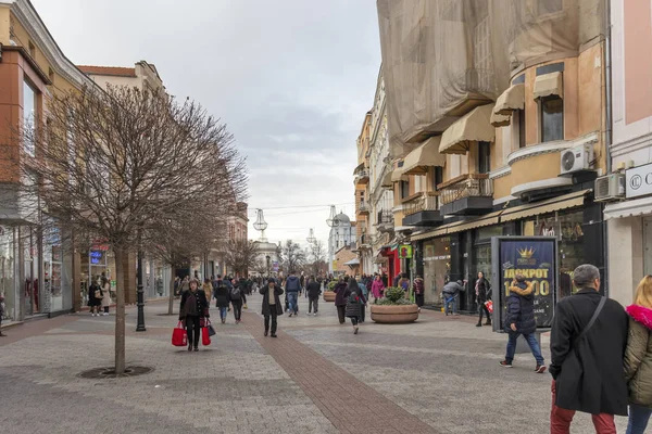 Strada pedonale centrale nella città di Plovdiv, Bulgaria — Foto Stock