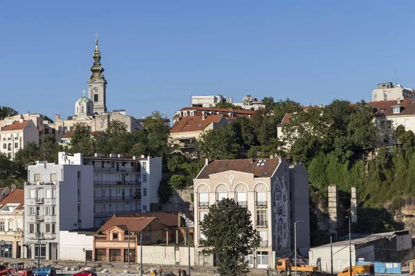 Panorama från Branko bron till Gamla stan i Belgrad — Stockfoto