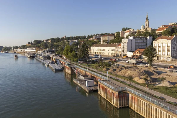 Panorama från Branko bron till Gamla stan i Belgrad — Stockfoto