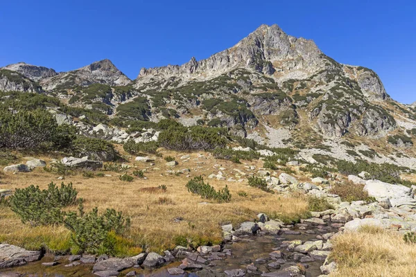 Pequeno rio de montanha e pico de Dzhengal, Pirin, Bulgária — Fotografia de Stock