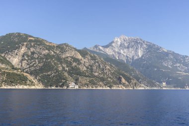 Athos Dağı 'nın manzarası, Chalkidiki, Yunanistan