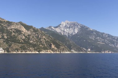 Athos Dağı 'nın manzarası, Chalkidiki, Yunanistan