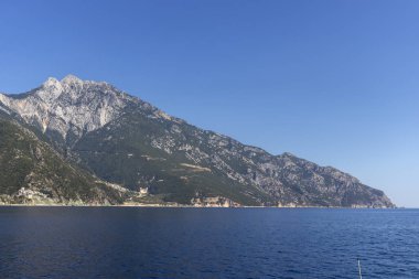 Athos Dağı 'nın manzarası, Chalkidiki, Yunanistan