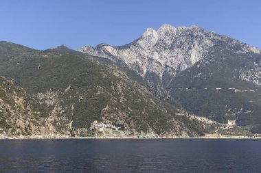Athos Dağı 'nın manzarası, Chalkidiki, Yunanistan