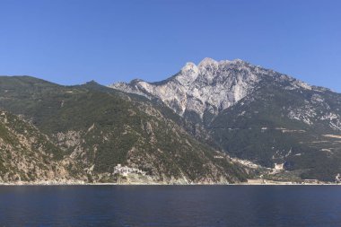 Athos Dağı 'nın manzarası, Chalkidiki, Yunanistan