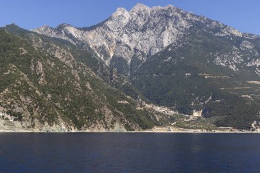 Athos Dağı 'nın manzarası, Chalkidiki, Yunanistan