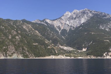 Athos Dağı 'nın manzarası, Chalkidiki, Yunanistan