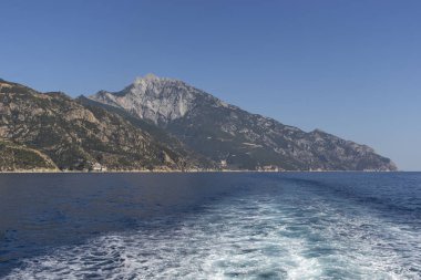 Athos Dağı 'nın manzarası, Chalkidiki, Yunanistan