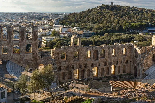 Odeone di Erode Attico nell'Acropoli di Atene, Grecia — Foto Stock