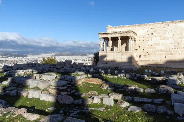 O Erechtheion na Acrópole de Atenas, Grécia — Fotografia de Stock